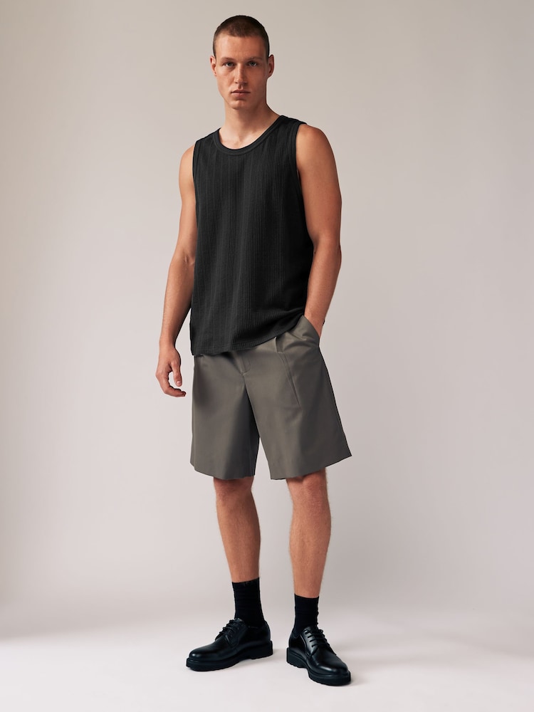Black Textured 100% Cotton Vest - Image 2 of 9