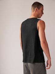 Black Textured 100% Cotton Vest - Image 3 of 9