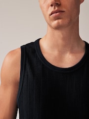 Black Textured 100% Cotton Vest - Image 6 of 9
