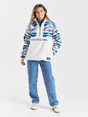 Harper & Lewis Cream Veronica Retro Pattern 1/4 Zip Polar Fleece - Image 2 of 5