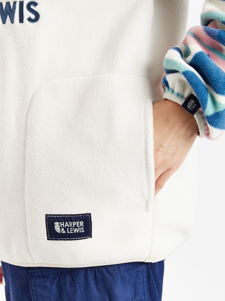 Harper & Lewis Cream Veronica Retro Pattern 1/4 Zip Polar Fleece - Image 5 of 5