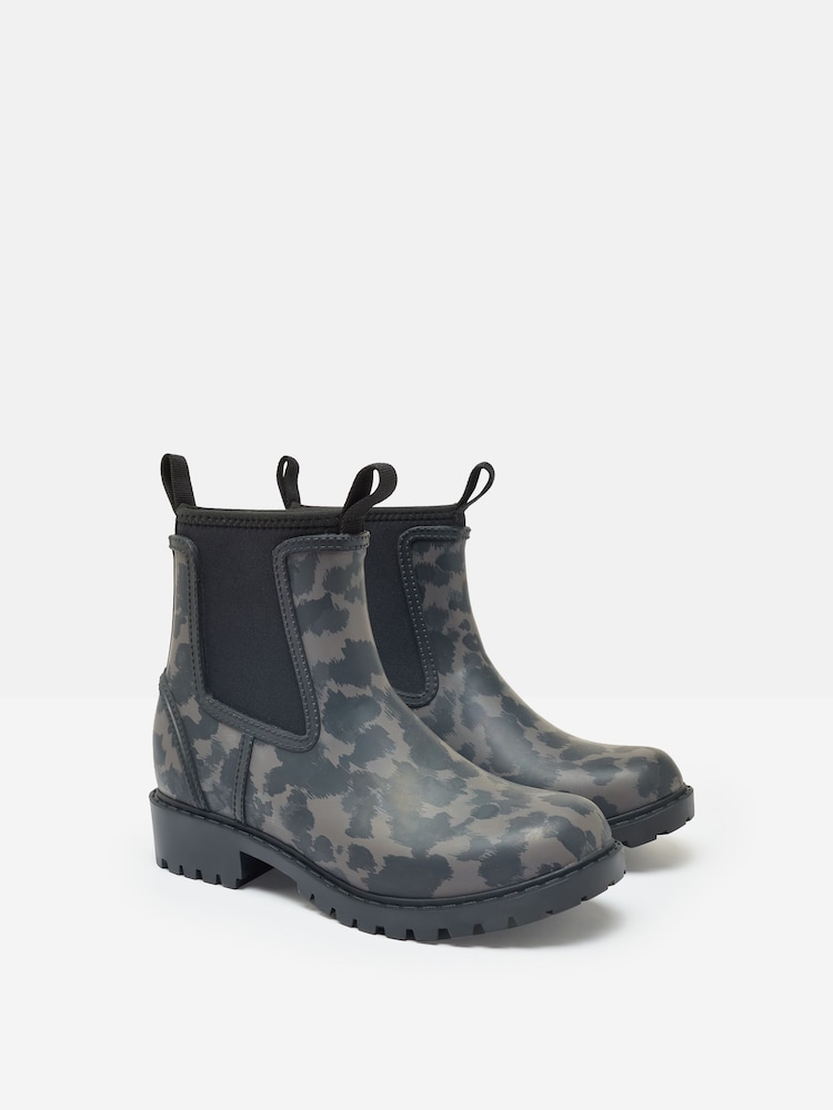 Черный/звериный принт - Joules Oakfield Short Neoprene-Lined Ankle Wellies - Image 2 of 6