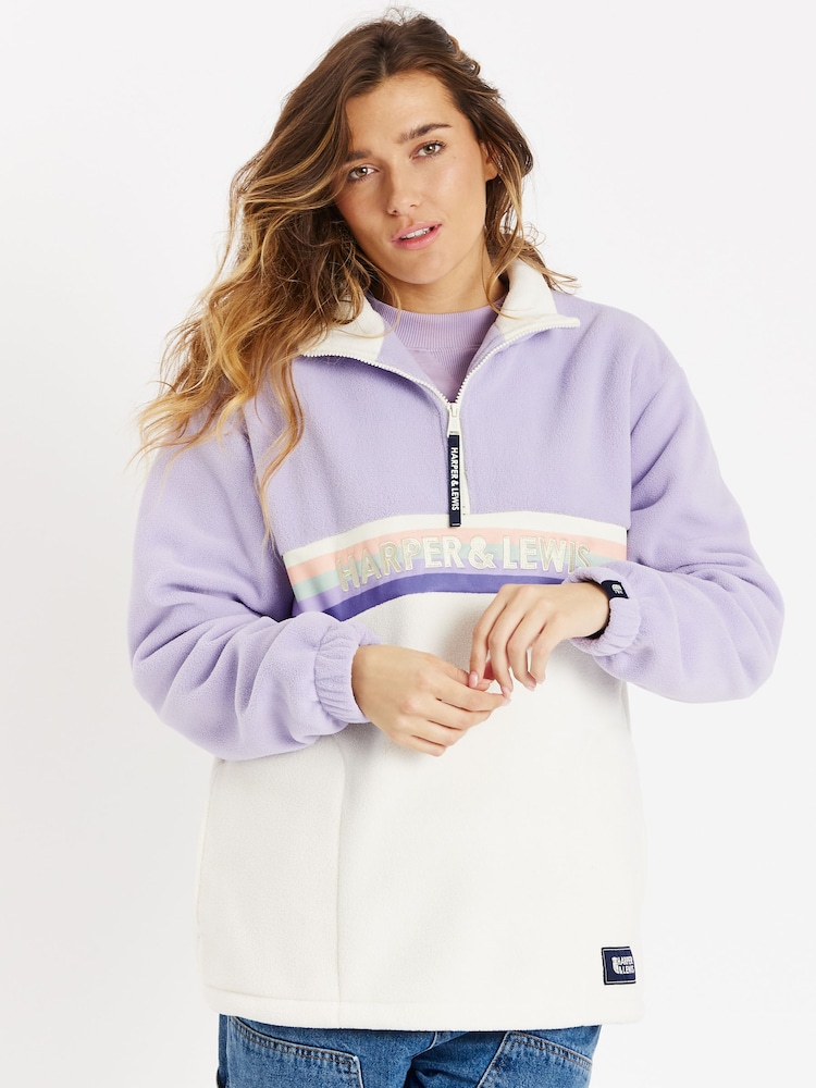 Harper & Lewis Purple One Eighty 1/4 Zip Polar Fleece - Image 1 of 6