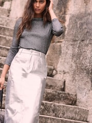 Mint Velvet Grey Metallic Top - Image 2 of 4