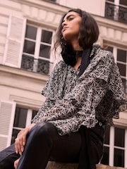 Mint Velvet Green Print Ruffle Blouse - Image 2 of 4