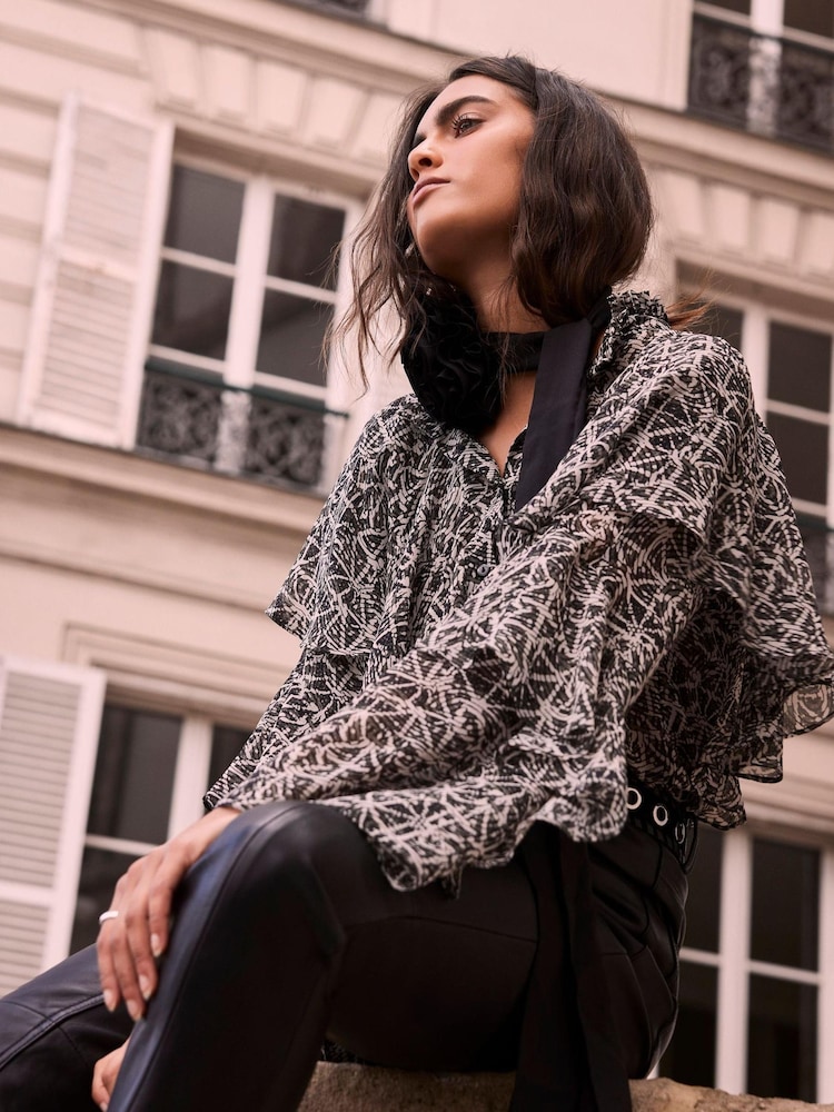 Mint Velvet Green Print Ruffle Blouse - Image 2 of 4
