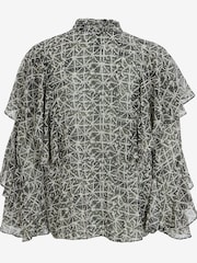 Mint Velvet Green Print Ruffle Blouse - Image 4 of 4