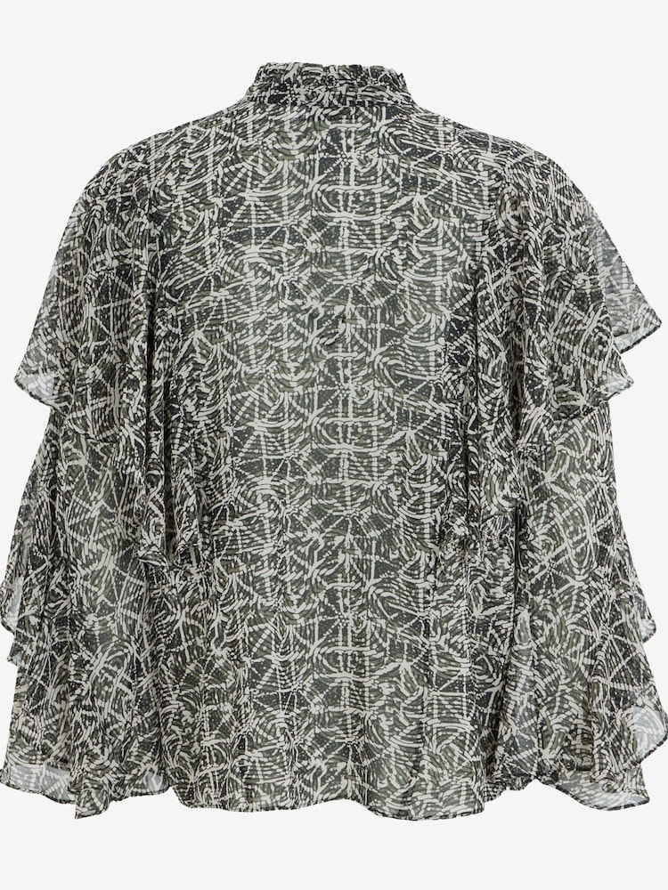 Mint Velvet Green Print Ruffle Blouse - Image 4 of 4