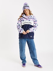 Harper & Lewis Blue Polar Retro Pattern Popper Neck Fleece - Image 3 of 6