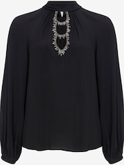 Mint Velvet Black Cut Out Embellished Top - Image 3 of 4