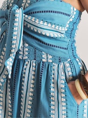 Simply Be Blue Jacquard Wrap Beach Jumpsuit - Image 4 of 4
