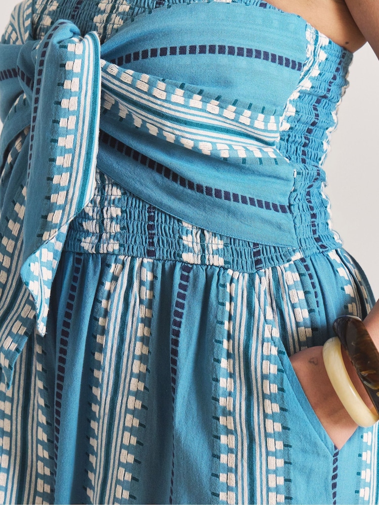 Simply Be Blue Jacquard Wrap Beach Jumpsuit - Image 4 of 4