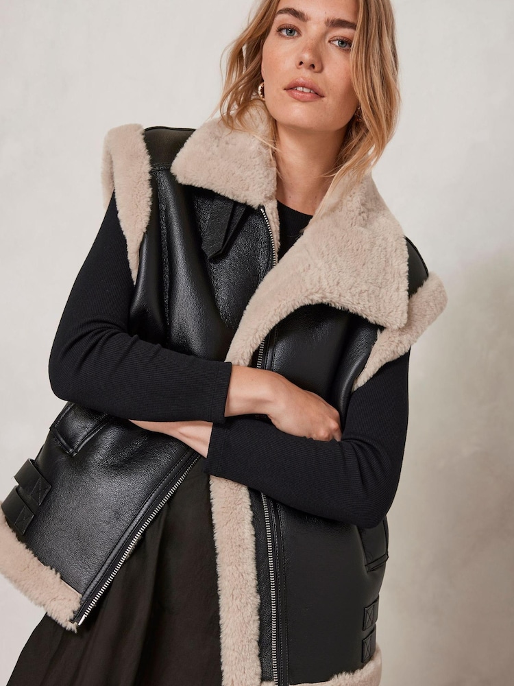 Mint Velvet Black Lined Gilet - Image 1 of 4