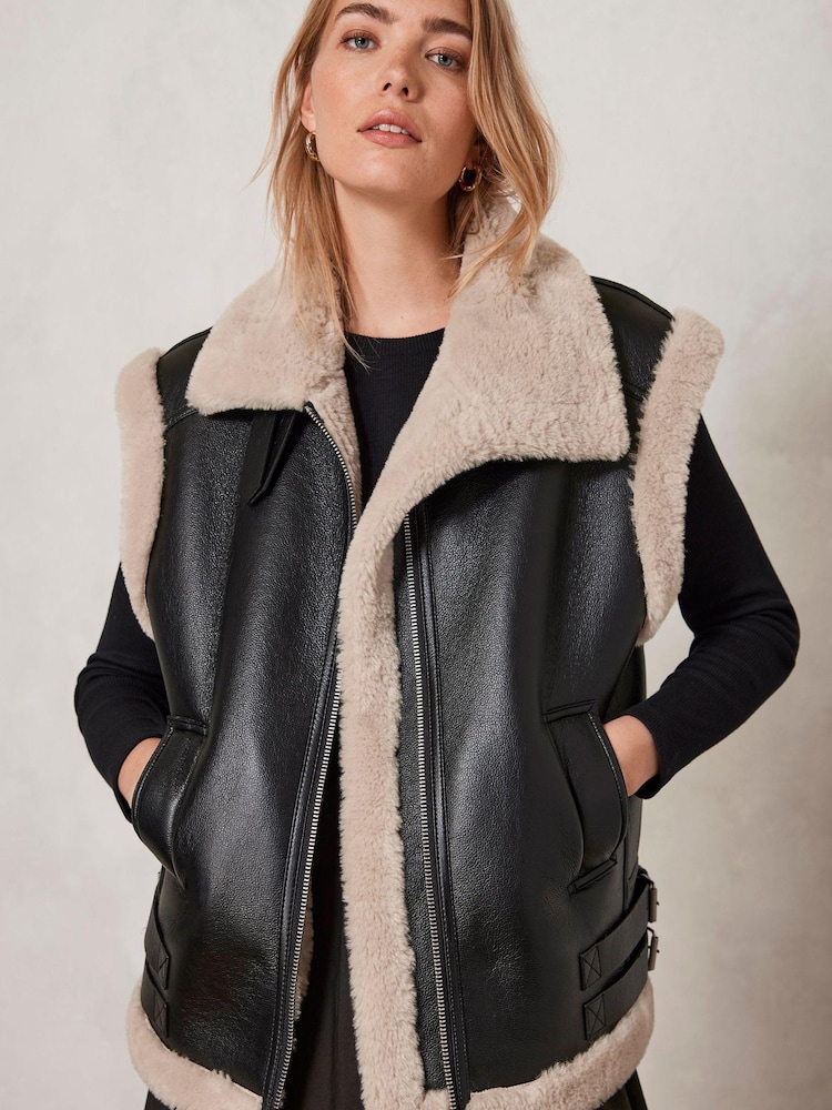 Mint Velvet Black Lined Gilet - Image 2 of 4 Mint Velvet Black Lined Gilet - Image 2 of 4