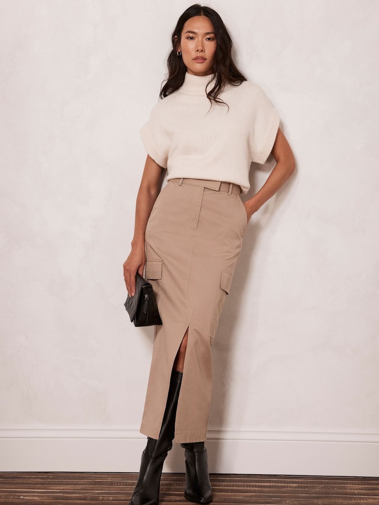 Mint Velvet Brown Cotton Cargo Skirt - Image 1 of 4 Mint Velvet Brown Cotton Cargo Skirt - Image 1 of 4