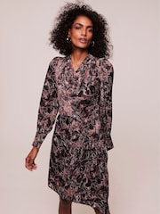 Mint Velvet Black Marble Print Mini Dress - Image 1 of 4