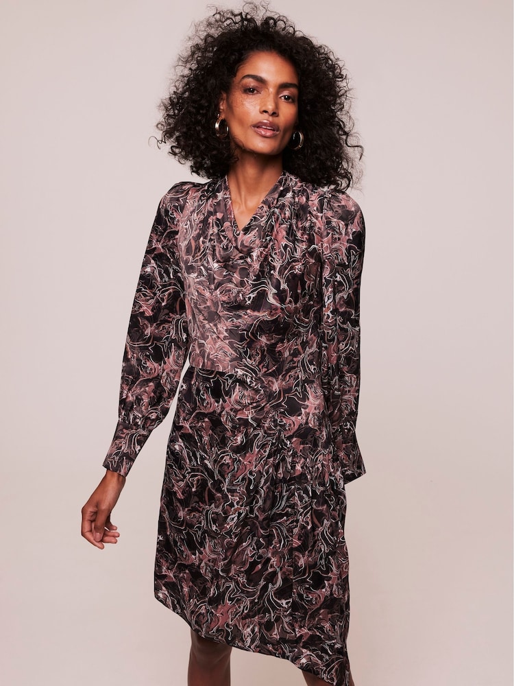 Mint Velvet Black Marble Print Mini Dress - Image 1 of 4 Mint Velvet Black Marble Print Mini Dress - Image 1 of 4