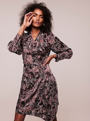 Mint Velvet Black Marble Print Mini Dress - Image 2 of 4
