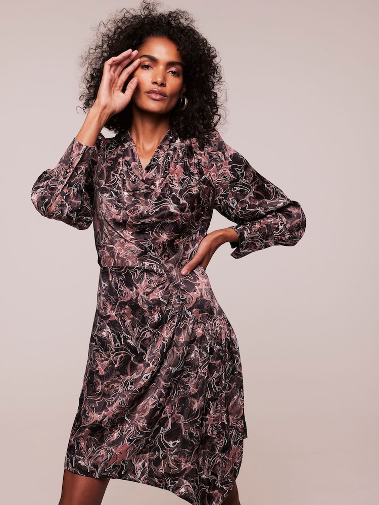 Mint Velvet Black Marble Print Mini Dress - Image 2 of 4