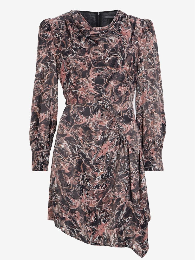 Mint Velvet Black Marble Print Mini Dress - Image 4 of 4