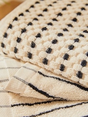 Black/White Natural Mono Stripe and Pattern 100% Cotton Towel Bales Set of 2 - Image 3 of 3