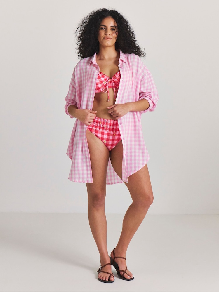 Simply Be Pink Beach Placement Graphic Shirt - Image 1 of 4 Simply Be Pink Beach Placement Graphic Shirt - Image 1 of 4