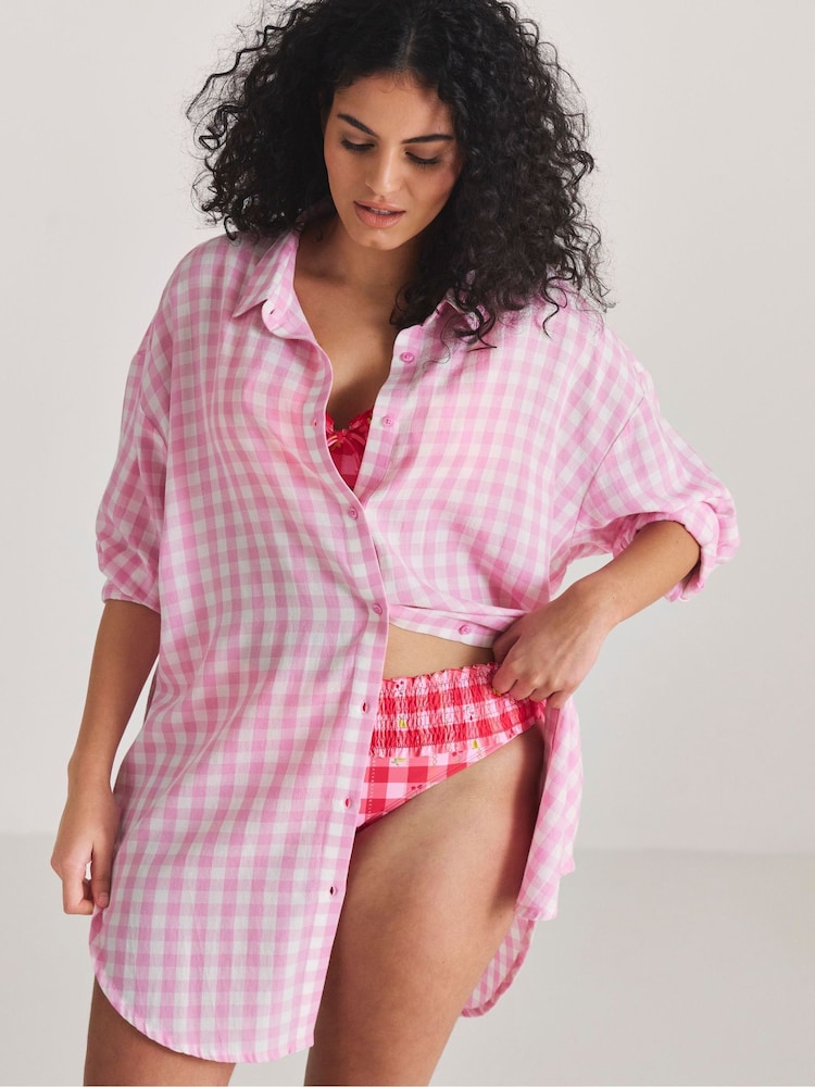 Simply Be Pink Beach Placement Graphic Shirt - Image 2 of 4 Simply Be Pink Beach Placement Graphic Shirt - Image 2 of 4
