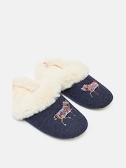 Joules Slippet Luxe Navy Blue Horse Embroided Slippers - Image 1 of 7