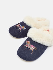 Joules Slippet Luxe Navy Blue Horse Embroided Slippers - Image 7 of 7