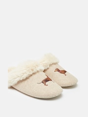 Joules Slippet Luxe Natural Dachshund Embroided Slippers - Image 1 of 7