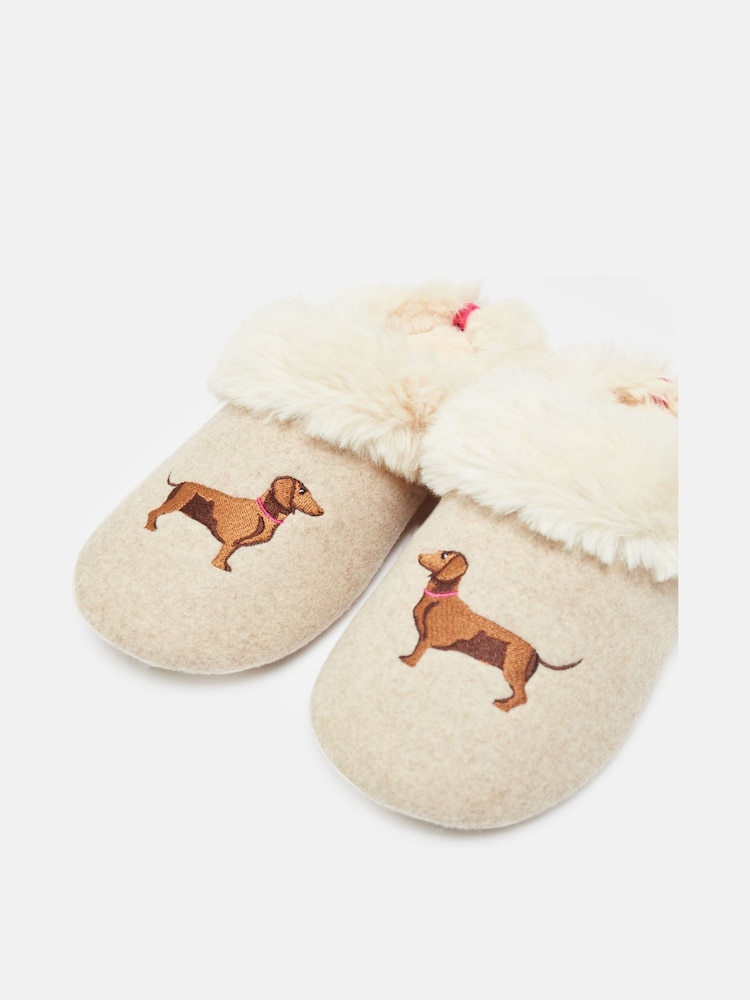 Joules Slippet Luxe Natural Dachshund Embroided Slippers - Image 7 of 7