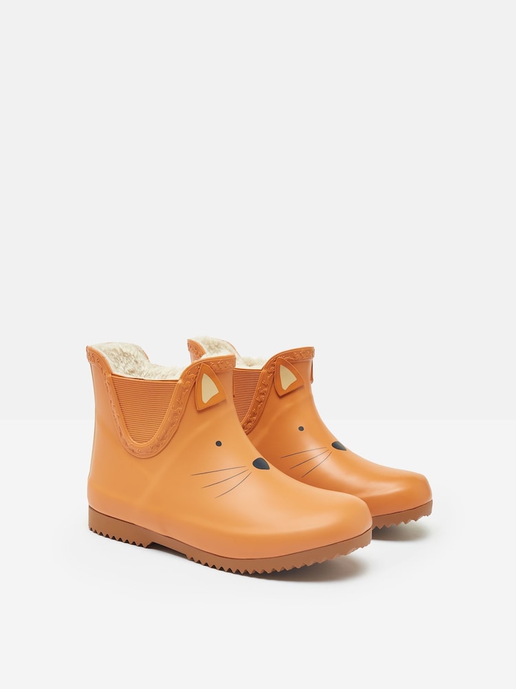 Joules Kids' Orange Character Fleece Lined Ankle Wellies - Image 3 of 6