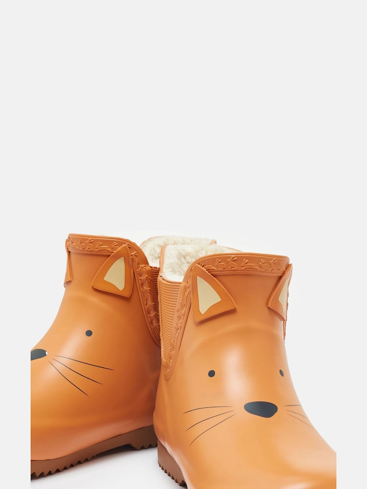 Joules Kids' Orange Character Fleece Lined Ankle Wellies - Image 5 of 6