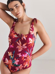 Simply Be Pink Magisculpt Adjustable Tie Strap Detail Swimsuit - Image 1 of 4