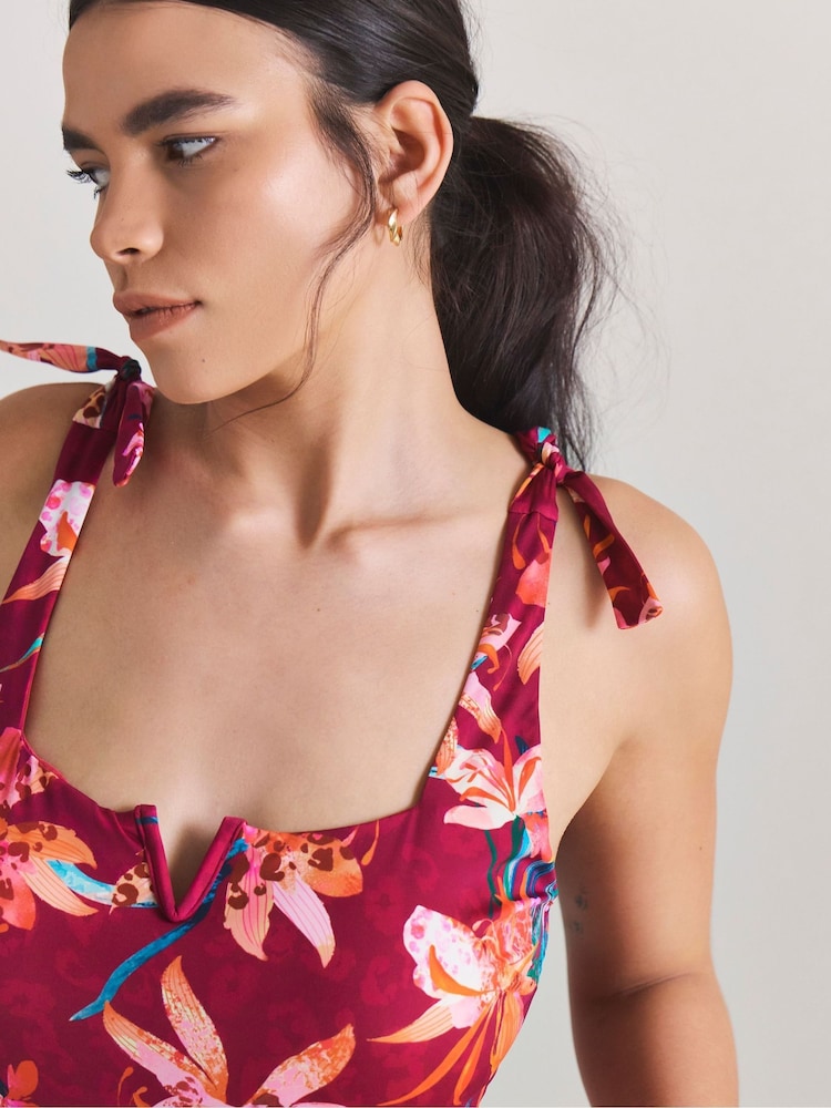 Simply Be Pink Magisculpt Adjustable Tie Strap Detail Swimsuit - Image 4 of 4 Simply Be Pink Magisculpt Adjustable Tie Strap Detail Swimsuit - Image 4 of 4