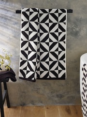 Black Geo Monochrome Egyptian Cotton Towel - Image 1 of 3