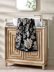 Black Floral 100% Cotton Towel - Image 1 of 3