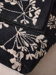 Black Floral 100% Cotton Towel - Image 2 of 3