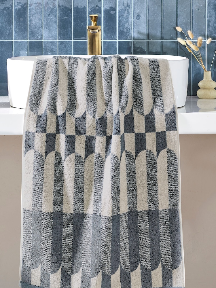 Blue Circle Pill Geo 100% Cotton Towel - Image 1 of 3