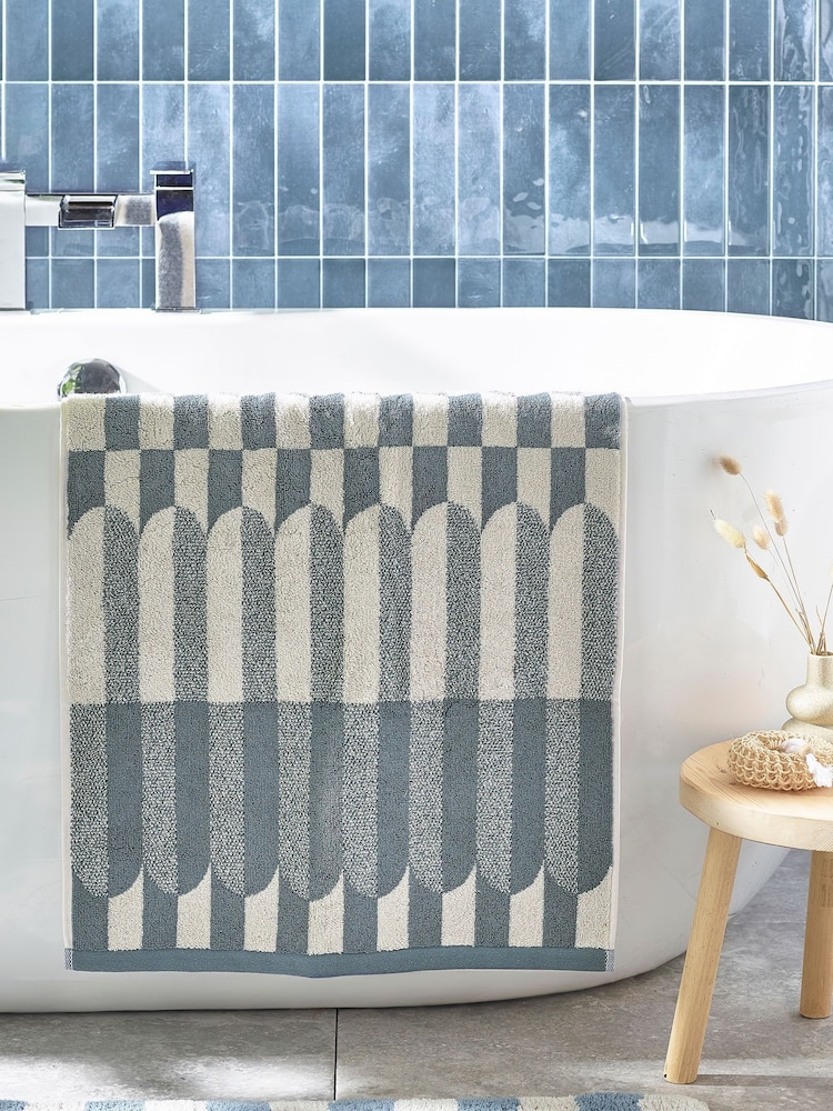 Blue Circle Pill Geo 100% Cotton Towel - Image 2 of 3