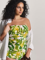 Simply Be Yellow Lemon Magisculpt Twist Front Bandeau Tankini Top - Image 1 of 4