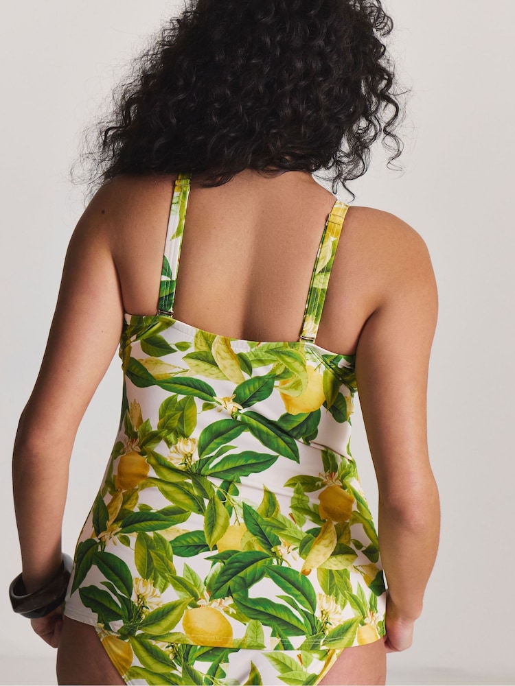 Simply Be Yellow Lemon Magisculpt Twist Front Bandeau Tankini Top - Image 2 of 4