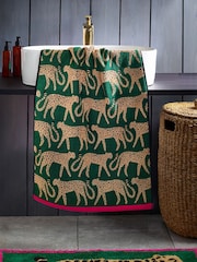 Green 100% Cotton Cheetah Towel - Image 1 of 3