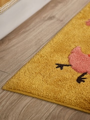 Mustard Yellow Dancing Chicks 100% Cotton Bath Mat - Image 4 of 6