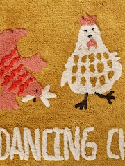 Mustard Yellow Dancing Chicks 100% Cotton Bath Mat - Image 5 of 6