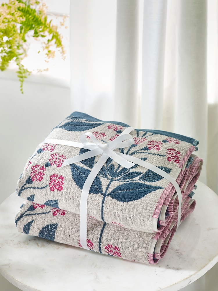 Pink Floral Bale 100% Cotton Towels 2 Pack - Image 1 of 4