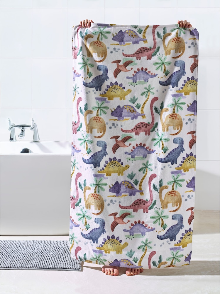 Multi Dinosaur Childrens 100% Cotton Towel - Image 1 of 2 Multi Dinosaur Childrens 100% Cotton Towel - Image 1 of 2