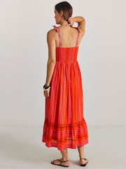 Simply Be Orange Jacquard Tie Strap Beach Dress - Image 2 of 4