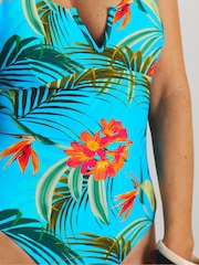 Simply Be Blue Magisculpt V Wire Detail Swimsuit - Image 3 of 4