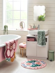 Pink Multi Floral Slogan 100% Cotton Bath Mat - Image 2 of 3